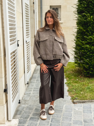 Veste à carreaux Vivienne - Taupe