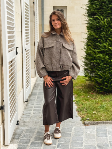 Veste à carreaux Vivienne - Taupe