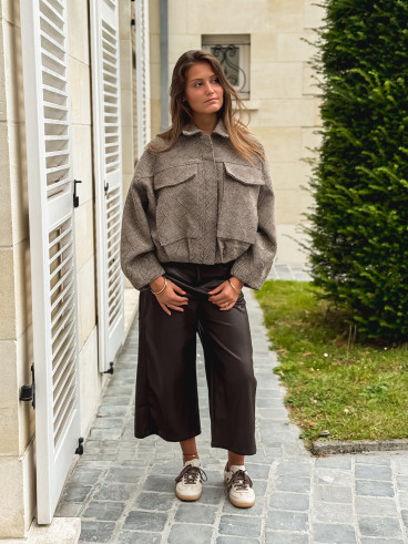 Veste à carreaux Vivienne - Taupe