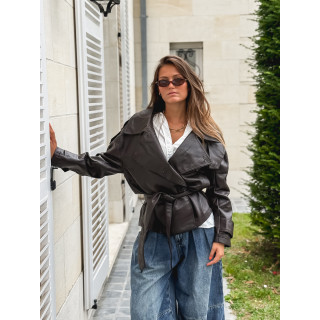 Veste en simili Karlyn - Chocolat