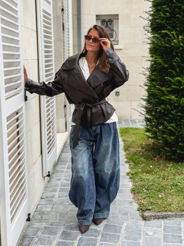 Veste en simili Karlyn - Chocolat