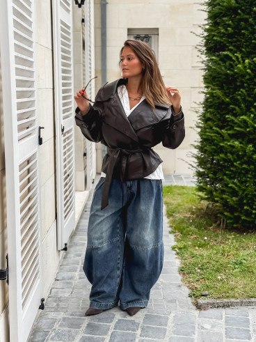 Veste en simili Karlyn - Chocolat