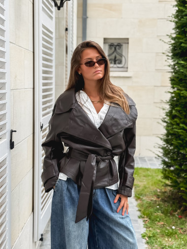 Veste en simili Karlyn - Chocolat