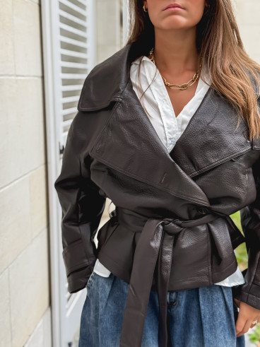 Veste en simili Karlyn - Chocolat