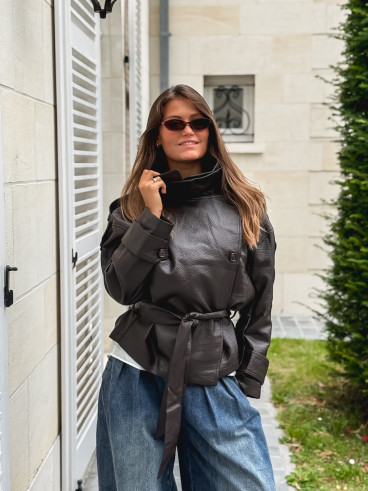 Veste en simili Karlyn - Chocolat