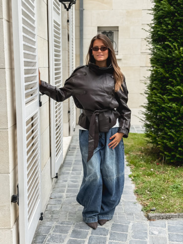 Veste en simili Karlyn - Chocolat