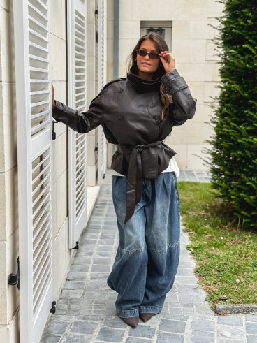 Veste en simili Karlyn - Chocolat