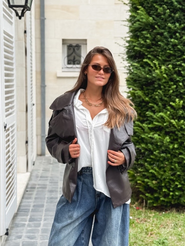 Veste en simili Karlyn - Chocolat