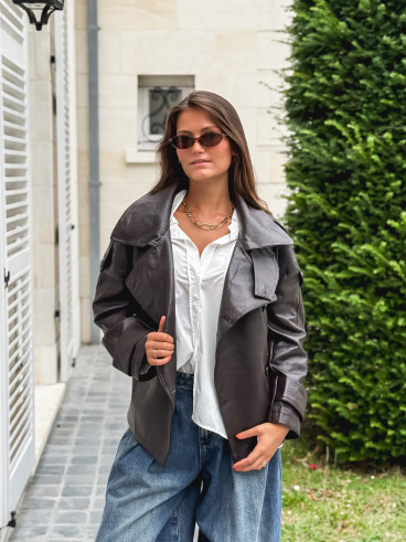 Veste en simili Karlyn - Chocolat