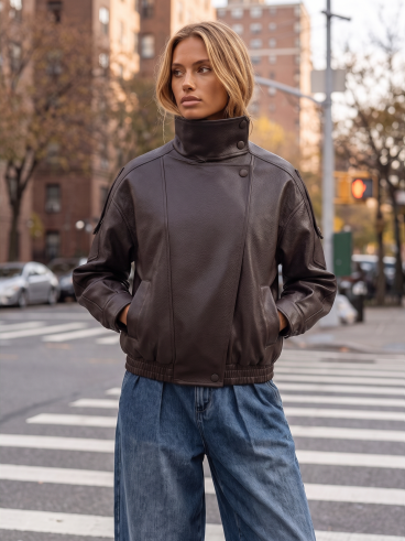Veste en simili Fideline - Chocolat