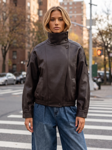 Veste en simili Fideline - Chocolat