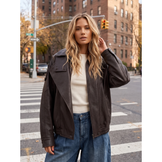 Veste en simili Fideline - Chocolat