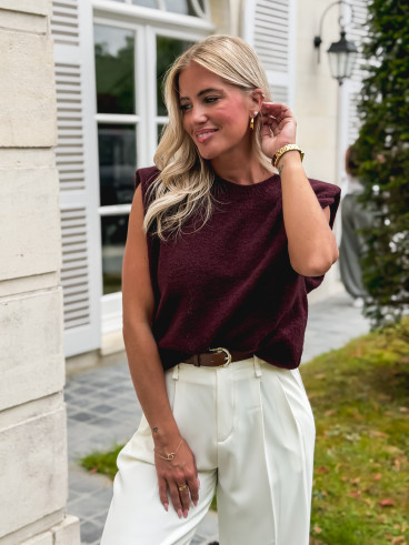 Pull sans manches livia - Cerise noir