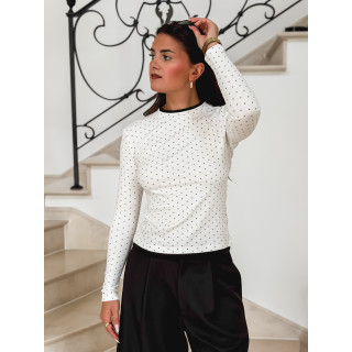 Blouse à pois Noisette - Blanc