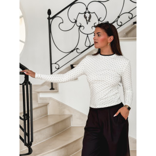 Blouse à pois Noisette - Blanc
