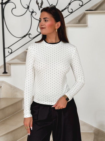 Blouse à pois Noisette - Blanc