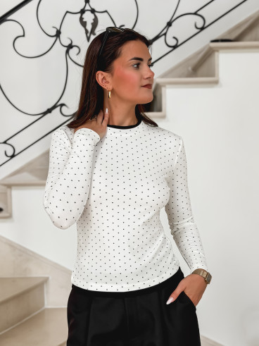 Blouse à pois Noisette - Blanc