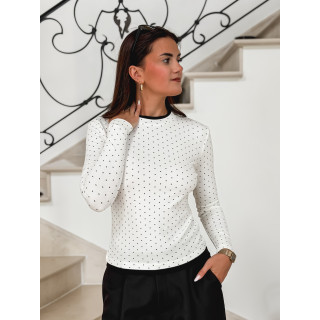 Blouse à pois Noisette - Blanc