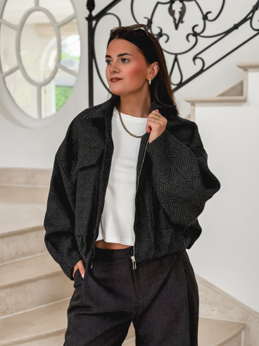 Veste à carreaux Vivienne - Noir