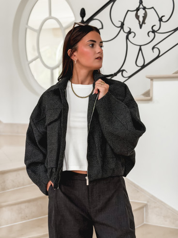 Veste à carreaux Vivienne - Noir