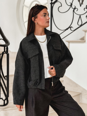 Veste à carreaux Vivienne - Noir