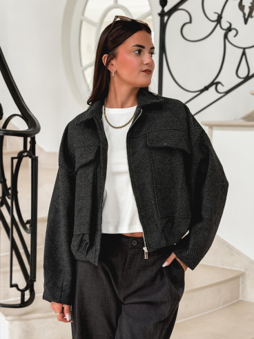 Veste à carreaux Vivienne - Noir
