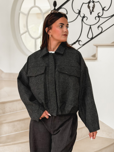 Veste à carreaux Vivienne - Noir