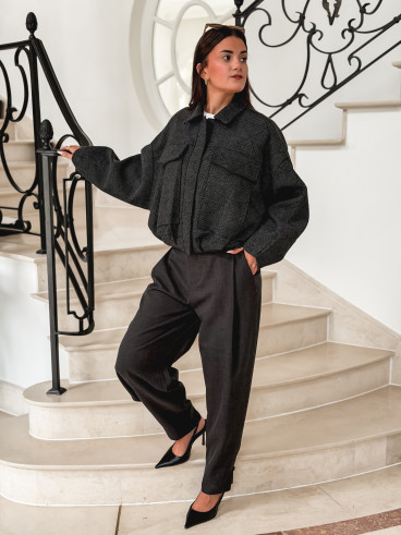 Veste à carreaux Vivienne - Noir