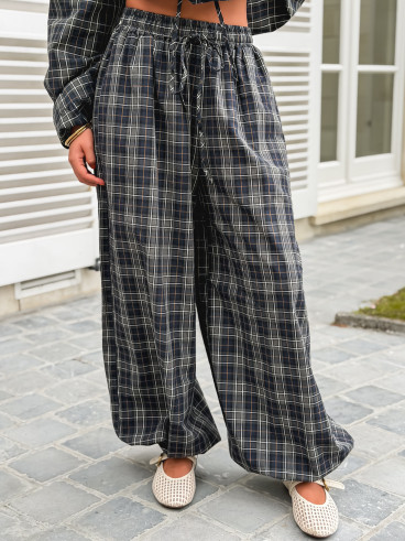 Pantalon à carreaux Méliséa - Bleu/Kaki