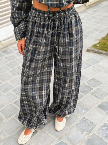 Pantalon à carreaux Méliséa - Bleu/Kaki