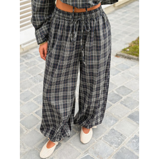 Pantalon à carreaux Méliséa - Bleu/Kaki