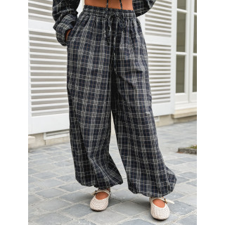 Pantalon à carreaux Méliséa - Bleu/Kaki