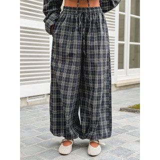 Pantalon à carreaux Méliséa - Bleu/Kaki