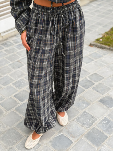 Pantalon à carreaux Méliséa - Bleu/Kaki