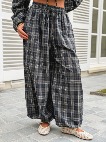 Pantalon à carreaux Méliséa - Bleu/Kaki