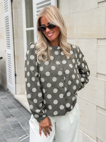 Chemisier à carreaux Noon - Kaki