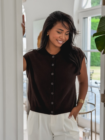 Gilet sans manches Christina - Chocolat Gilet sans manches Christina - Chocolat
