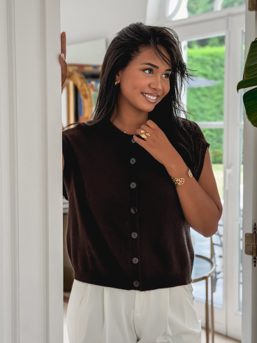 Gilet sans manches Christina - Chocolat Gilet sans manches Christina - Chocolat