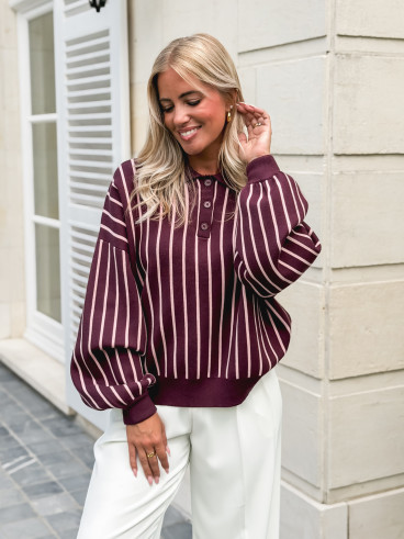 Pull lignée Marianna - Bordeaux