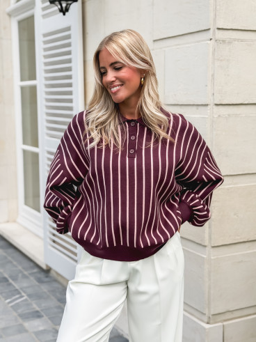 Pull lignée Marianna - Bordeaux
