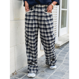 Pantalon à carreaux Stéphie - Bleu marine