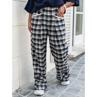 Pantalon à carreaux Stéphie - Bleu marine