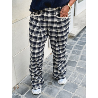 Pantalon à carreaux Stéphie - Bleu marine