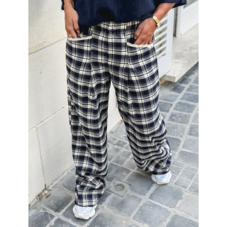 Pantalon à carreaux Stéphie - Bleu marine