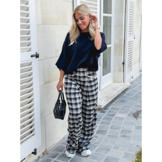 Pantalon à carreaux Stéphie - Bleu marine