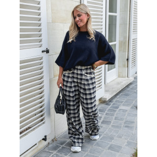 Pantalon à carreaux Stéphie - Bleu marine