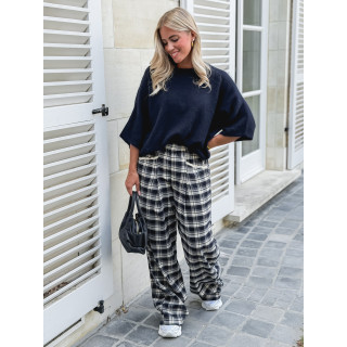 Pantalon à carreaux Stéphie - Bleu marine