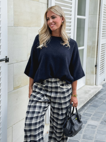 Pantalon à carreaux Stéphie - Bleu marine