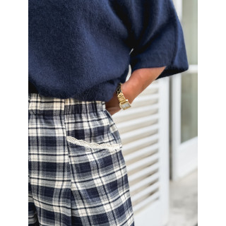 Pantalon à carreaux Stéphie - Bleu marine