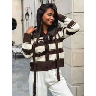 Gilet ligné Sabah - Chocolat/Écru
